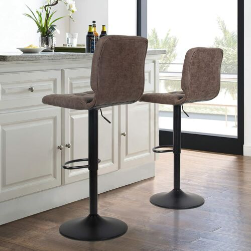 Bar Stools Set of 4 Counter Height Leather Bar Chairs Swivel with Back Footrest - Picture 7 of 21