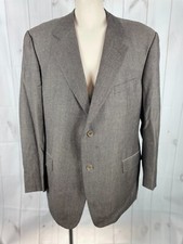 VTG Valentino Uomo Saks Gray Brown Wool 3 Button Sport Coat Suit Jacket - 48 L