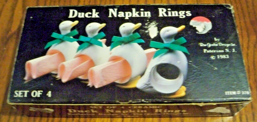 Ron Gordon Designs 4er Set weiße Ente Serviettenhalter Keramik Paterson NJ 1983 - Bild 1 von 4