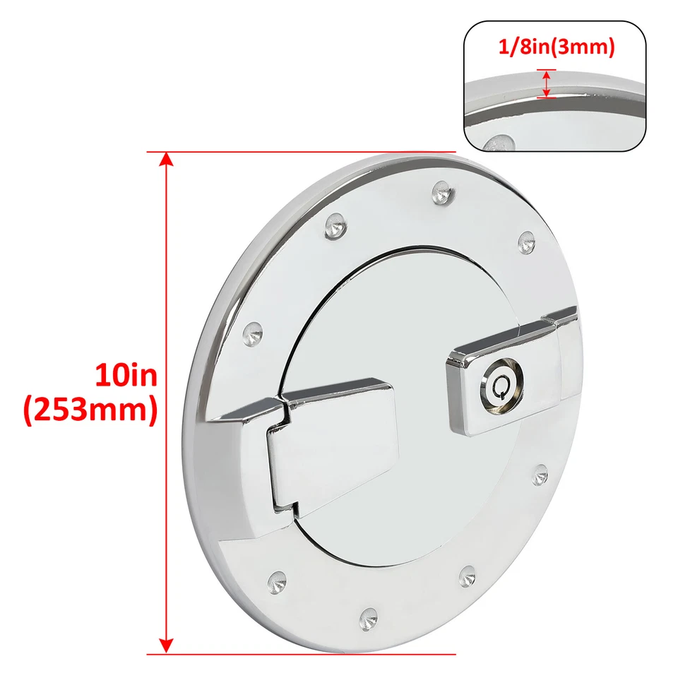 For Hummer H2 2003-09 Locking Fuel Door Gas Tank Cap Cover ALUMINUM Silvery New - Image 2 of 4