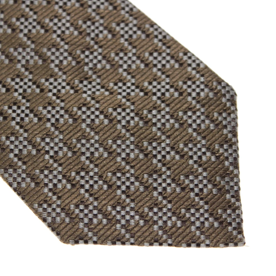 Gravata de pescoço Tom Ford nova com etiquetas em marrom claro/escuro e cinza Houndstooth mistura de seda/linho - Imagem 2 de 4