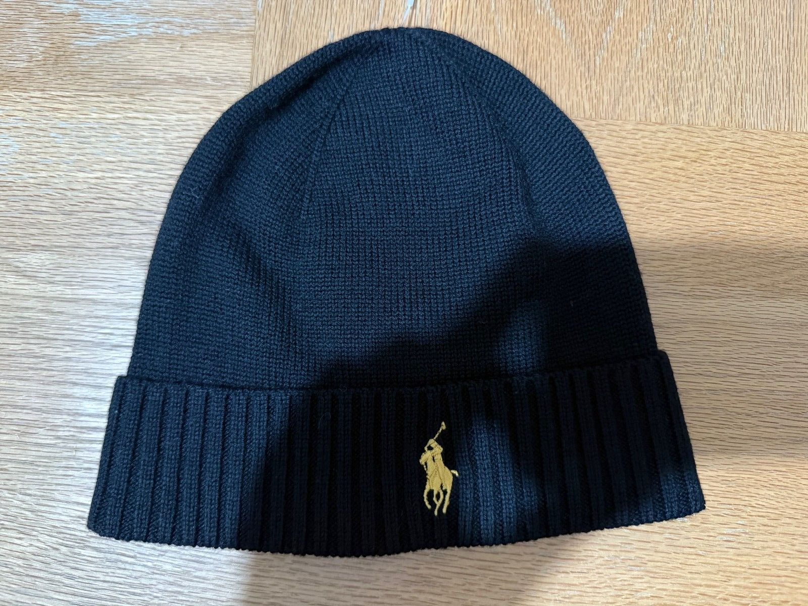CAPPELLO BERRETTO POLO RALPH LAUREN LANA MERINO NERO FIRMATO PONY NUOVO PREZZO AL PUBBLICO £75
