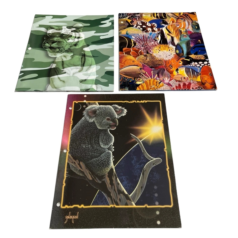 Vintage Folder Lot Animals Tiger Fish Koala Bear 3 Pack Duo Tang Stuart Hall - Image 2 of 4