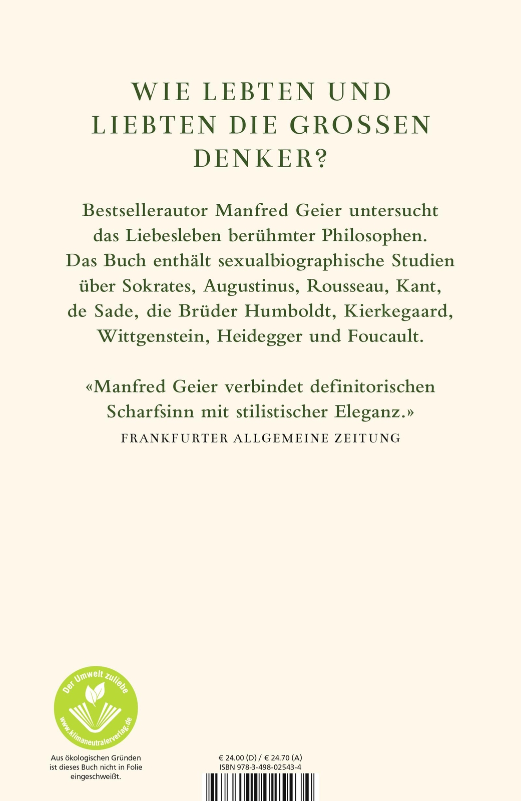 Thumbnail - Die Liebe Der Philosophen Manfred Geier 9783498025434