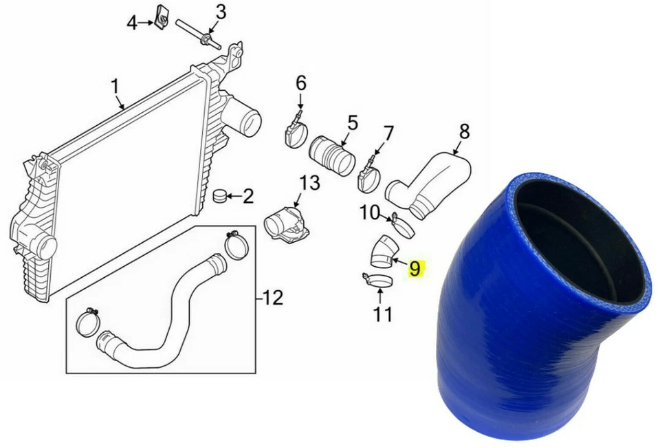 Se adapta a 03-04 Ford Powerstroke Turbo a arranque intercooler 6C3Z-6C640-C Foto 2 de 4