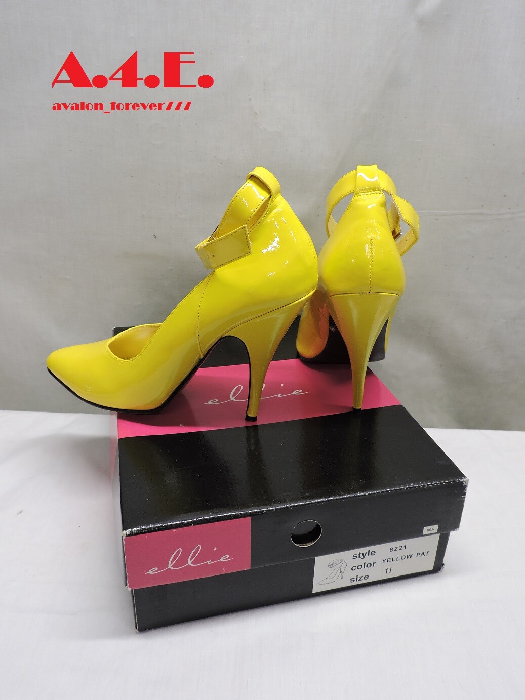 Ellie 8221 yellow patent heels 