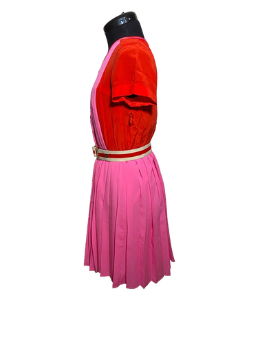 Juicy Couture Dress Women Extra Small Pleated Silk Pink Red with Belt Size 4/6 - Picture 7 of 14