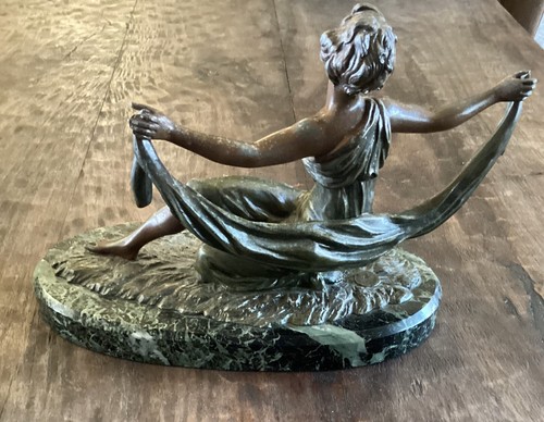 Art Deco Bronze Marble Base Dancing Female Girl Figure Sculpture Statue - 第 6/9 張圖片