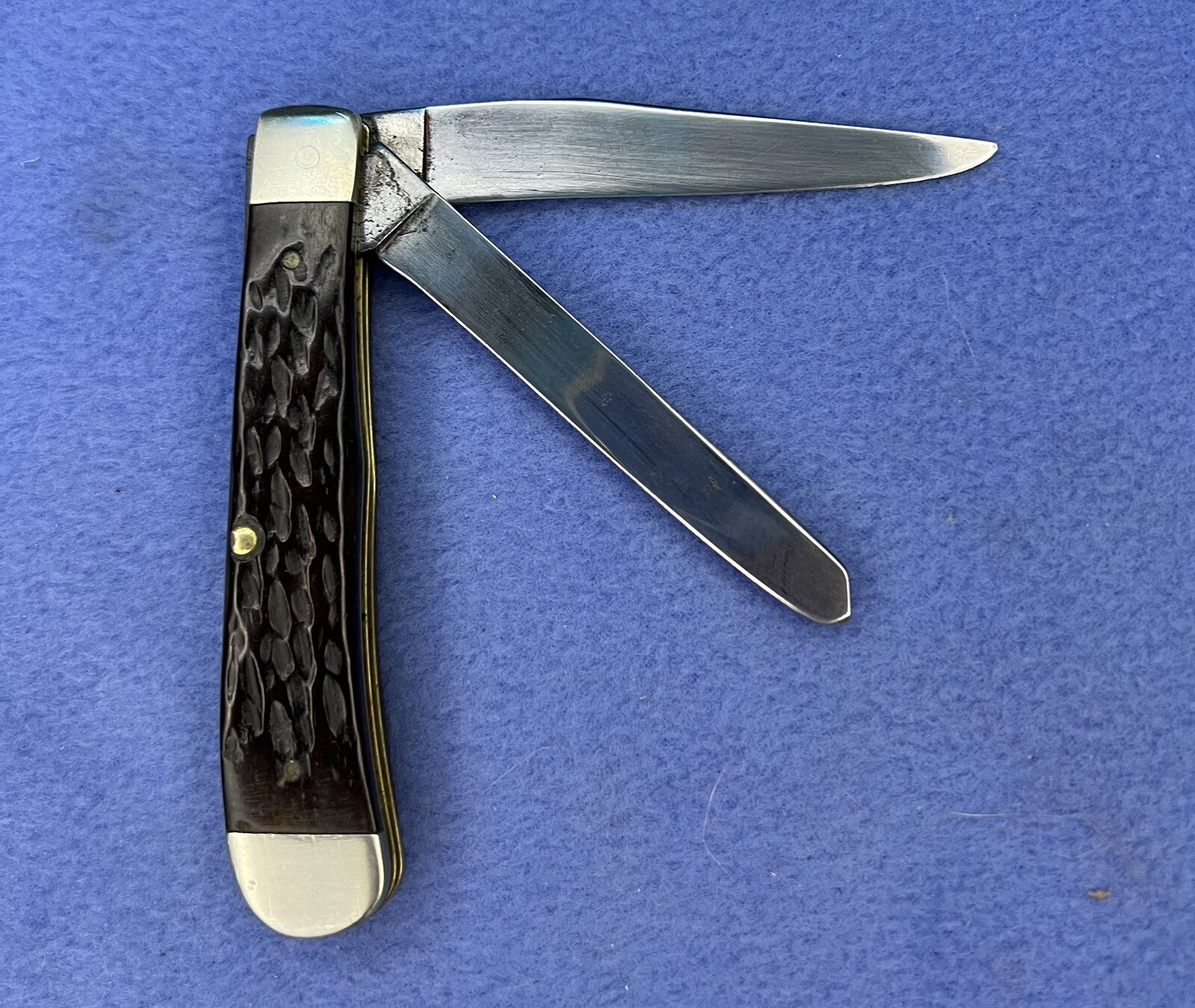 Vtg CASE XX 8 Dot 6254 2 Blade Folding Trapper Pocket Knife Bone Handle