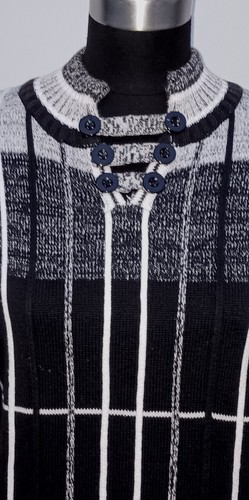 Weiers A Deng Sz S Knit Sweater Boucle Black & White Dress Casual Pull Over - Picture 2 of 7