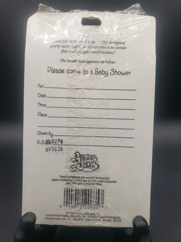 Hallmark Precious Moments Baby Shower Invitaciones 8 Tarjetas y Sobres 1994 Nuevo de Lote Antiguo Foto 4 de 4