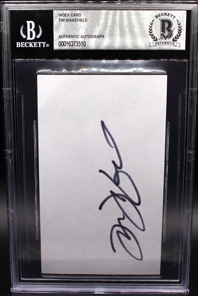 TIM WAKEFIELD BOSTON RED SOX SIGNED INDEX CARD BECKETT BAS AUTHENTIC SLAB BGS - Image 2 of 2