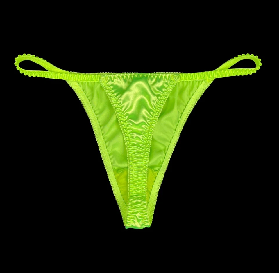 Satin String Thong Neon Yellow L - Image 2 of 2