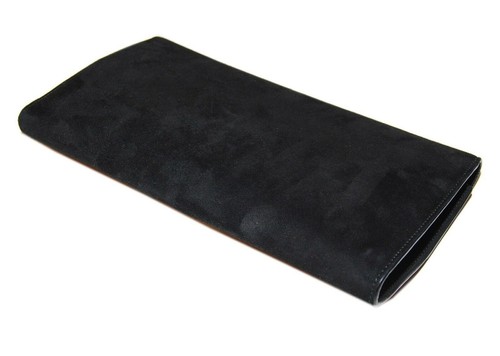 $1995 Ralph Lauren Purple Label Womens Suede Leather Clutch Wallet Italy Black - Picture 3 of 9