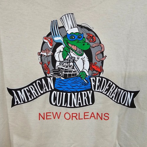 MIREPOIX American Culinary Federation New Orleans T Shirt Chef Alligator - Picture 8 of 48