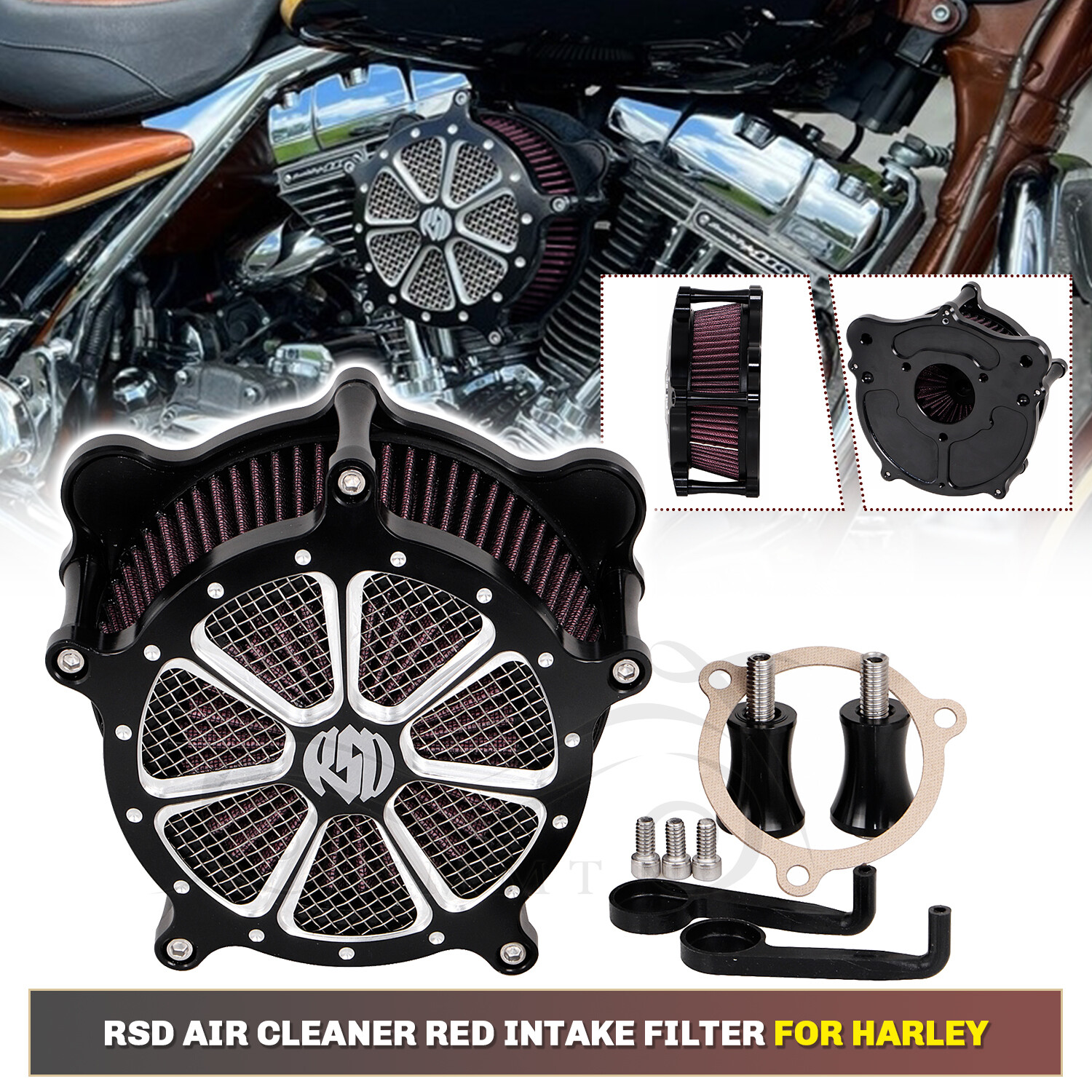 High-Performance RSD Air Cleaner & Filter Kit for Harley Touring FLHT FLHTK FLTR Trike Models-image