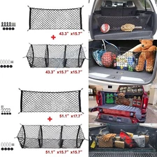 Adjustable 2-Layers Pocket Style Trunk Mesh Cargo Net w/Hooks Screws Buttonholes