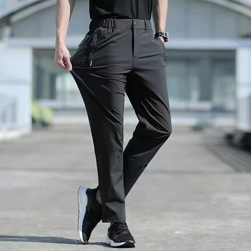 Herren Sommer Hose Eis Seide Stretch Atmungsaktiv Gerades Bein Hose Schnelltrocknend - Bild 15 von 19