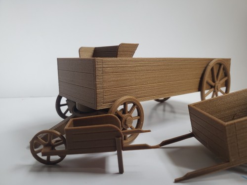 Wagon Cart Wheelbarrow 1/24 1/25 Railroad Western Scene Buckboard Carriage Buggy - Picture 8 of 24
