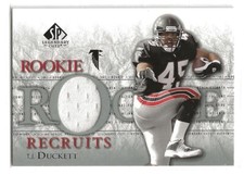 2002 SP Legendary Cuts T.J. Duckett Rookie Recruits Jersey Card. rookie card picture
