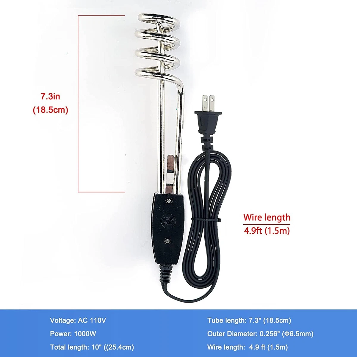 1000W 110V Water Heater Portable Electric Immersion Element Bucket Boiler  Travel | eBay