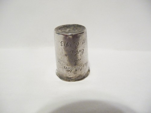 FINGERHUT ANTIK SILBER 800 ? INSCHRIFT "ANDENKEN UN? COLN? 11.6.1913" - Bild 2 von 7