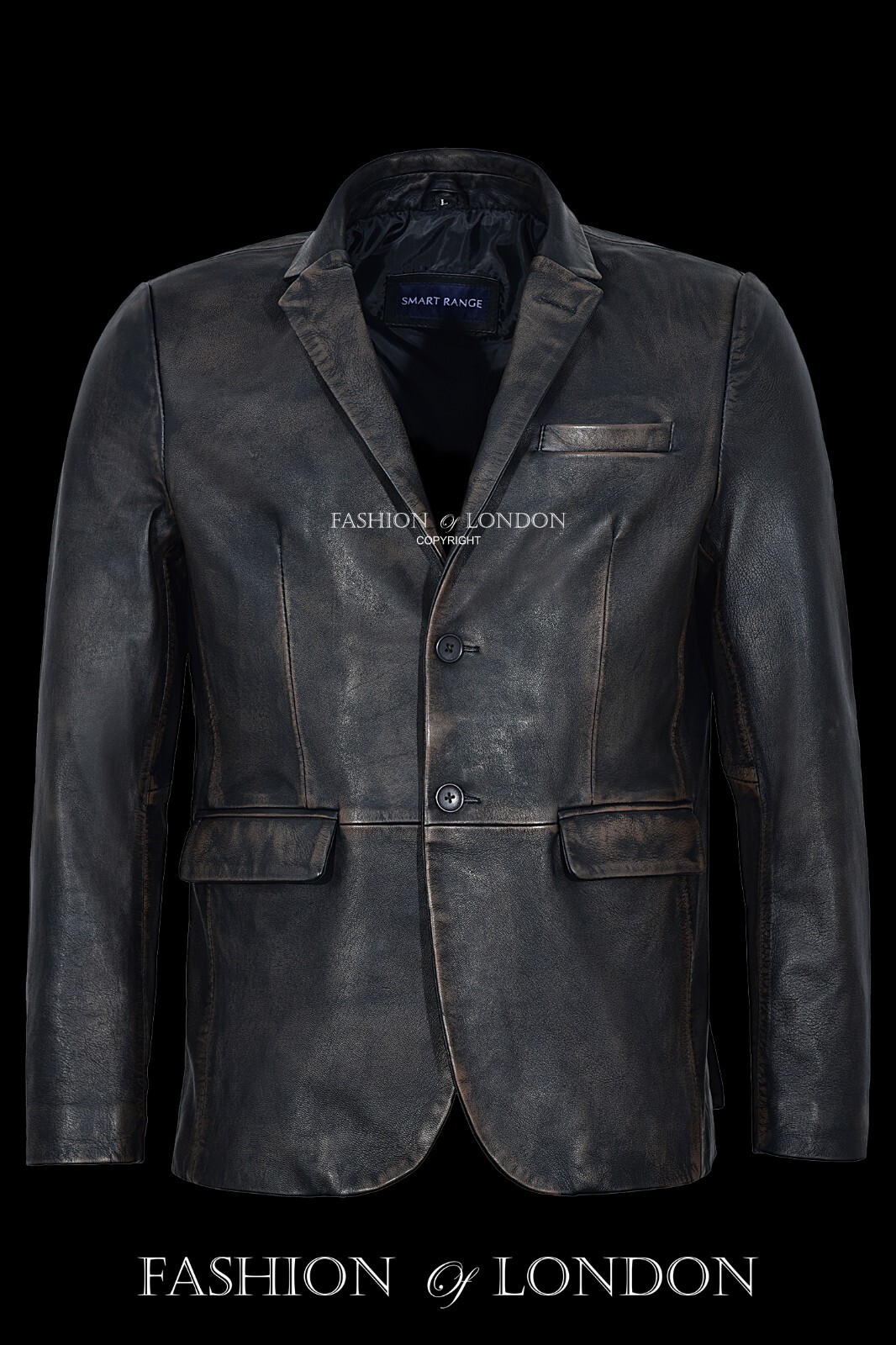 Abrigo Chaqueta de Cuero Napa MILANO Para Hombre Blazer Negro Bronce Calce Ajustado