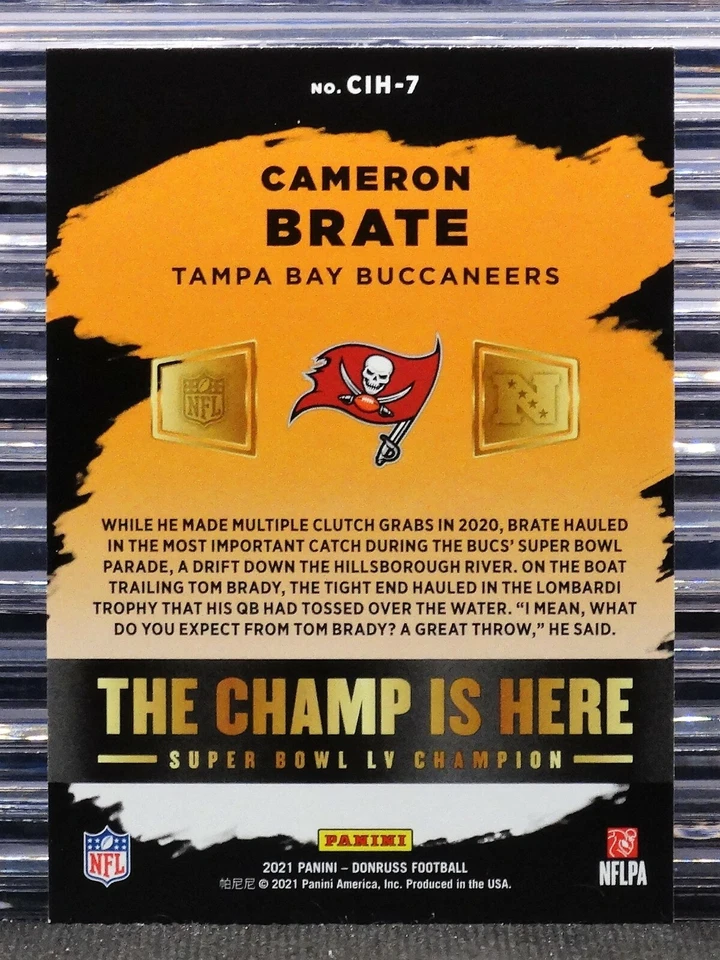 Cameron Brate 2021 Donruss The Champ Is Here #CIH-7 NFL Tampa Bay SB LV - Image 2 of 3