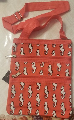 Seahorse Red Purse Bag (3 pockets) sturdy zippers NEW