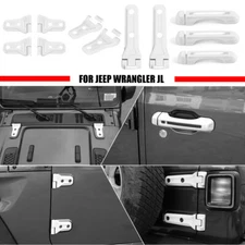 Hood Hinge Door Hinge & Handle Cover Trims for 18+ Jeep Wrangler JL 2Dr White