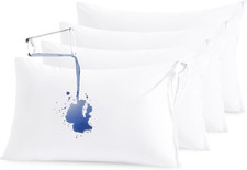 4 Pack Zippered Waterproof Queen Pillow Protectors, Super Soft Quiet Zip Pillow