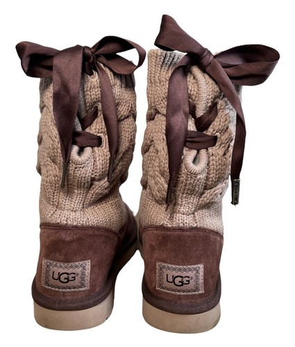 Ugg Kiandra Luxe Cotton Knit with Brushed Suede Size 4.5 Burgundy Cordovan - Picture 3 of 12