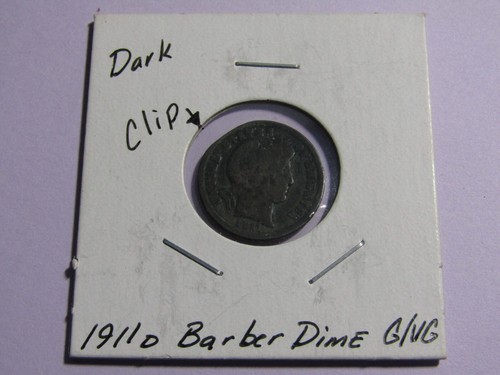 1911-D Barber Dime Straight Clip #311 - G+ details - Picture 3 of 4