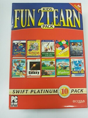 Fun 2 Learn Kids Pack 10 komplette Software Programme von Cosmi Windows 2001 KA19