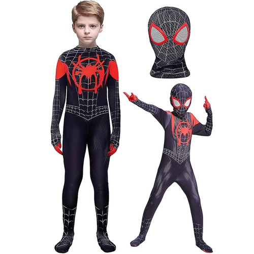 Kids SpiderMan Cosplay Costume Boys Tobey Maguire Outfit Jumpsuit Fancy Dress - Picture 6 of 81