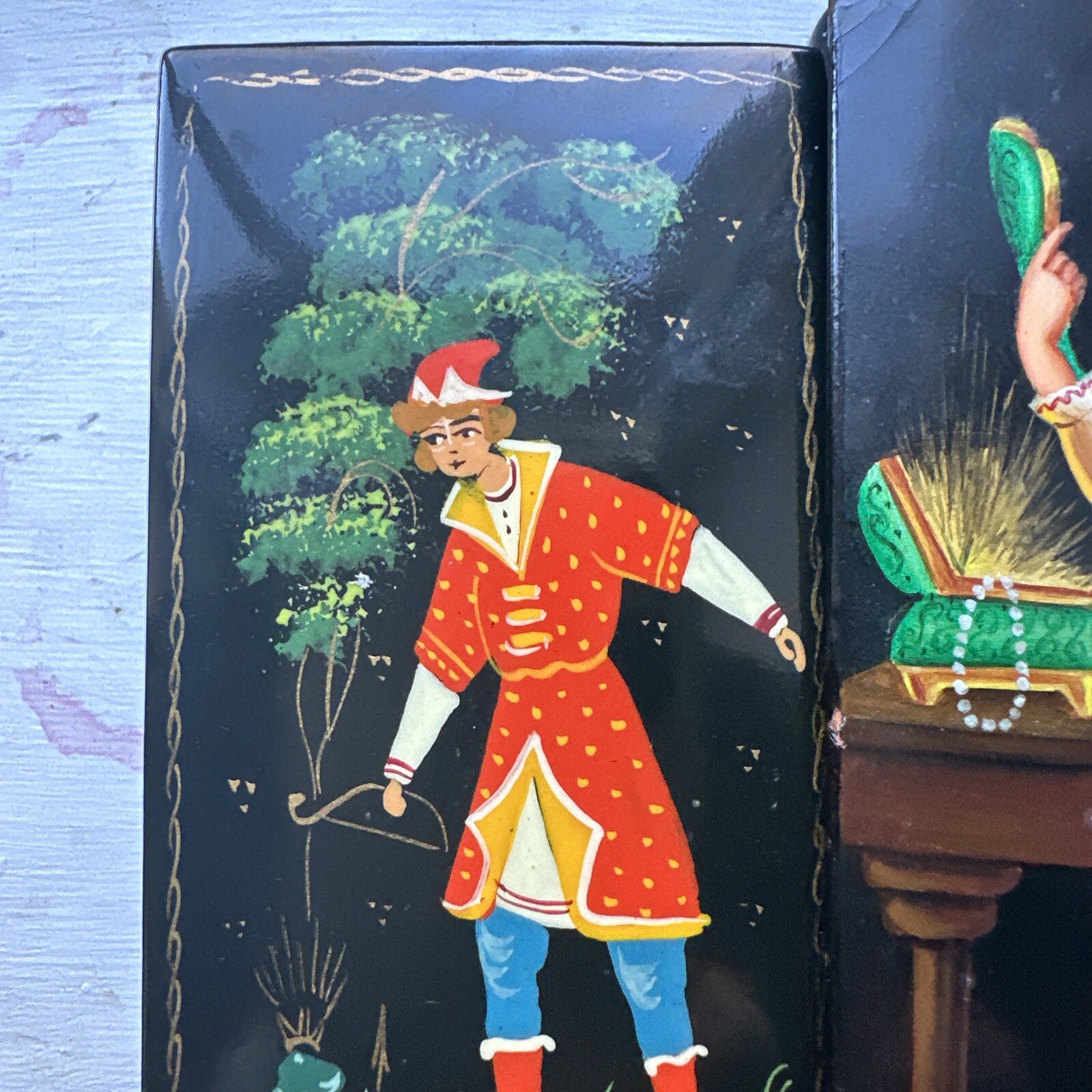 Lot of 2 Vintage Russian Hand Painted Lacquer Box 2 signed prince