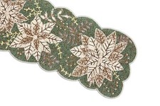 White poinsettia Floral Table Runner Beads Table Runner X-mass Tableware 13X36In