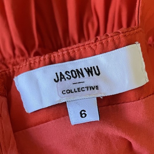 JASON WU Mini Dress Women 6 Orange Ruffle Sleeveless Smocked Waist Stretch - Picture 8 of 10