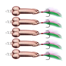 5Pcs Spoon Fishing Lures Lot Metal Dick Penis Shape Bait Crankbait Hook 3-36g