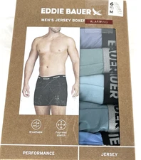 Eddie Bauer Men's Jersey Boxer Briefs SZ Medium 6-Pk Performance Stretch