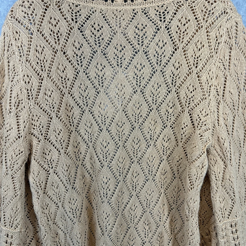 Vintage Antthony Original Sweater Womens Small Tan Crochet One-Button Cardigan - Image 4 of 4