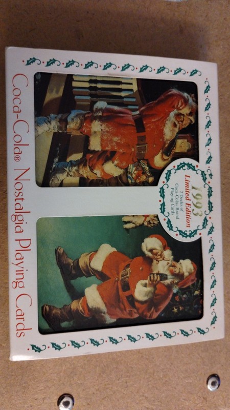 Vintage 1993 Coca Cola Limited Edition Nostalgic Santa Cards and Tin - 2 Decks 