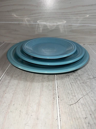 3 pc. Set of Homer Turquoise Blue FIESTAWARE Dinner/Salad/Dessert Plates