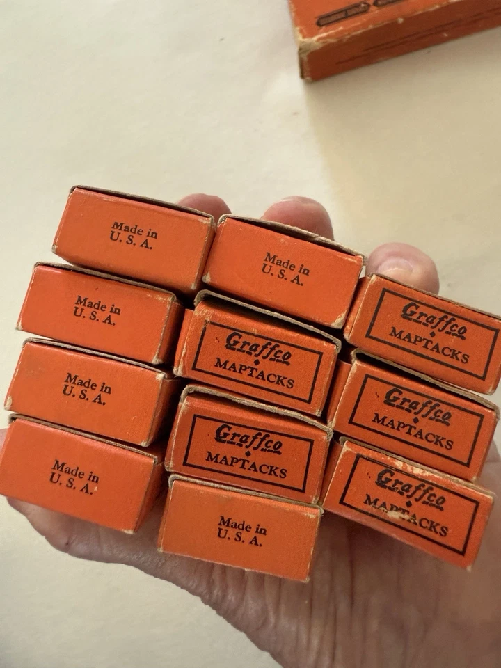 Lot of 11  VTG Map Tacks Boxes, GRAFF CO. Partial to Full,  Multicolors, Pushpin - Image 3 of 4