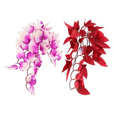 2Pcs Reusable Plastic Faux Plants with Bright Colors for Reptile Terrarium