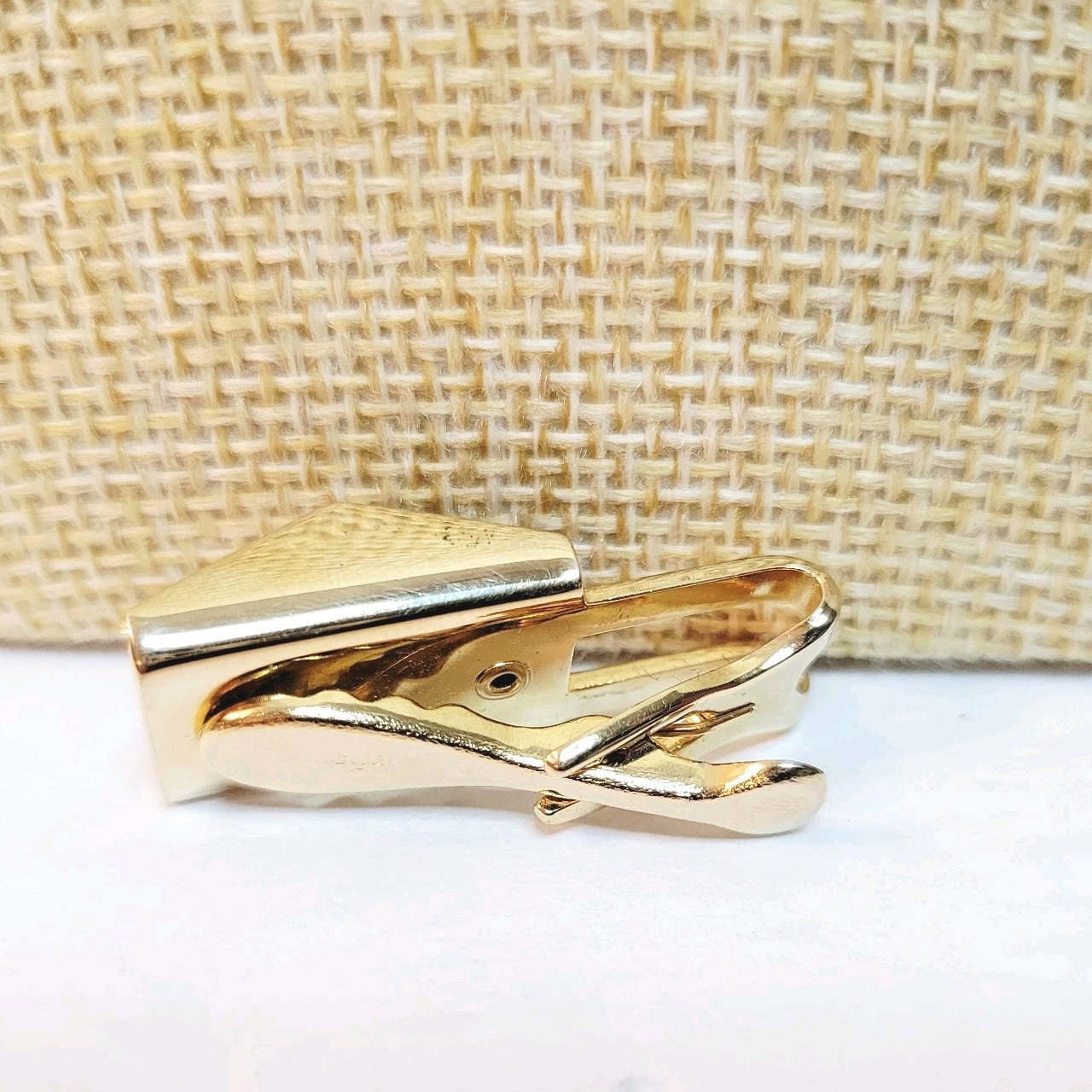 Vtg Hickock USA Mini Box Letters W S Monogram Gold Black Tone Tie Clip