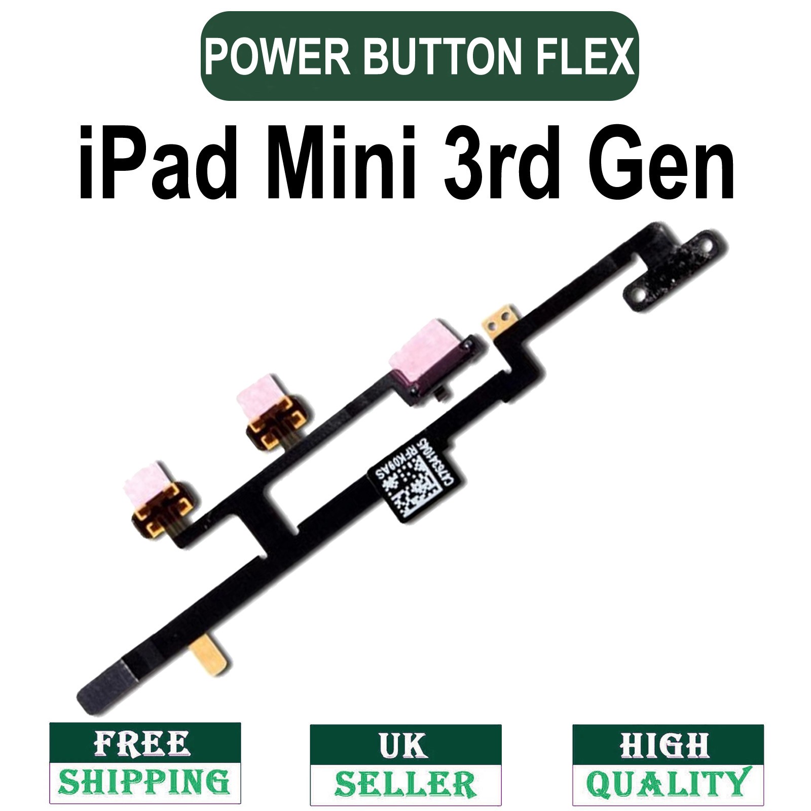 For iPad Mini 3 3rd Gen Power ON OFF Flex Cable Volume Button Mute ...