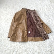 CLAUDIO VALENTINO Eco Leather Jacket M Camel Leopard