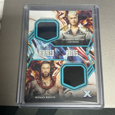 2025 Topps WWE Exalted Dual Roman Reigns Cody Rhodes Relic Rivaled Relics /99 sp