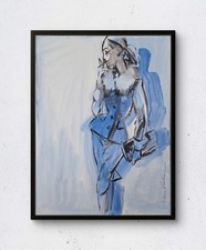 Original Moderne Kunst Fashion Girl 30x40 Malerei Acrylbild auf Leinwand Unikat